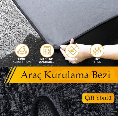 Mikrofiber Süper Emici 50x 70 cm Araç Kurulama Bezi Süper Emici Kalın Fil Özellikli Oto Kurulama Temizlik Ve Uygulama Havlusu (Gri)